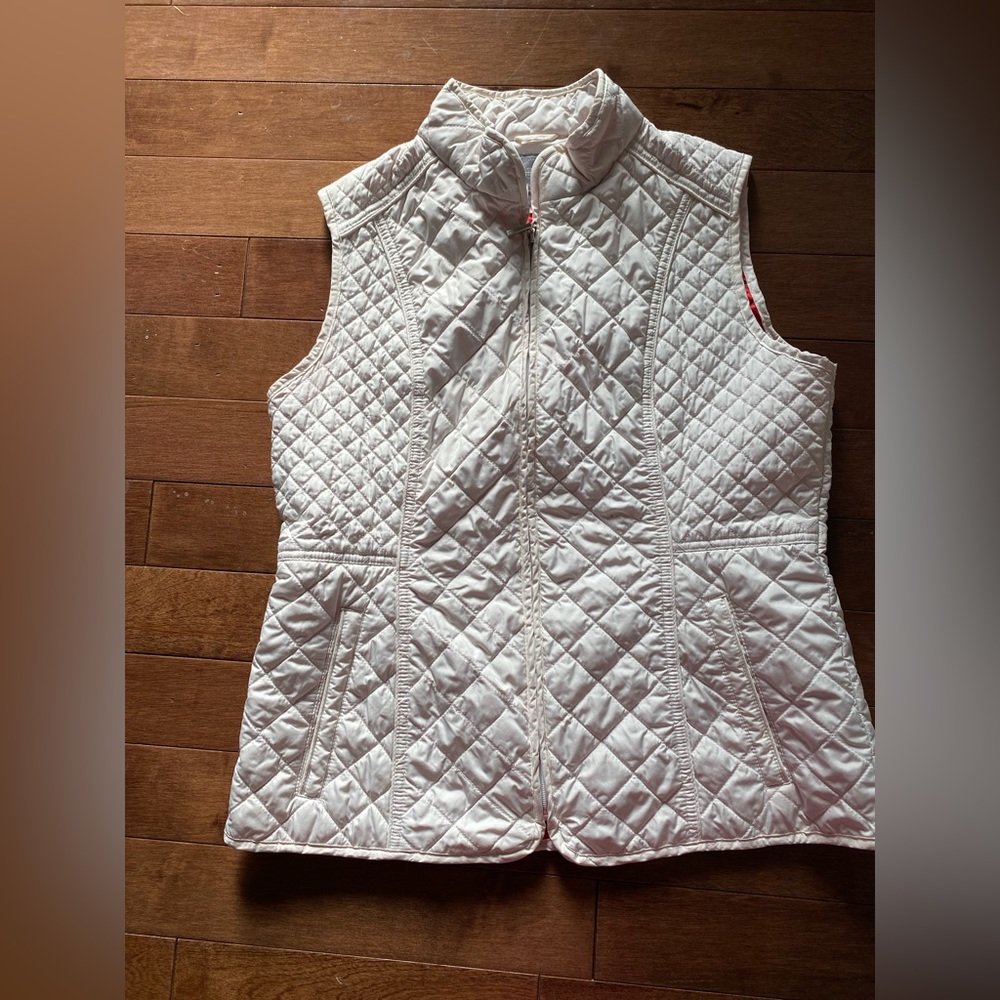 Johnston & Murphy Quilted Vest White Womens Sz M Red Lining